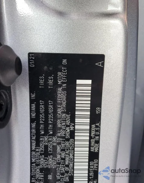 2021 Toyota Sienna Xle from USA, damaged, VIN 5TDYRKEC8MS015209